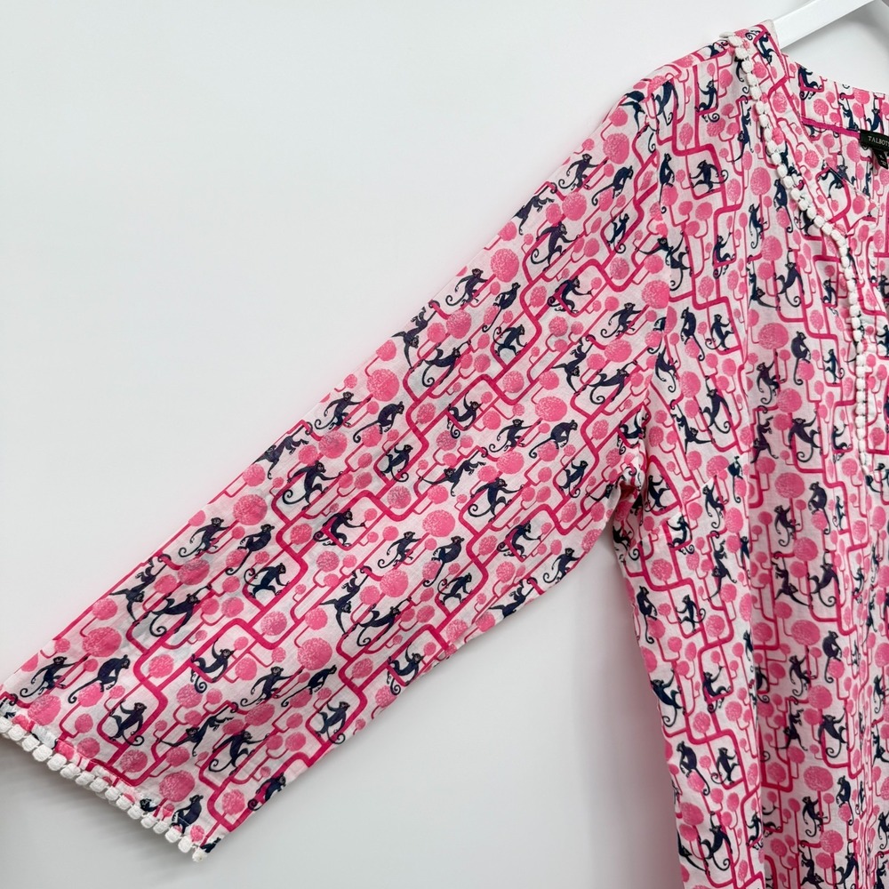 Talbots Top Shirt Blouse Size XL Monkeys 3/4 Sleeve Cotton Popover Resort New - Picture 7 of 13